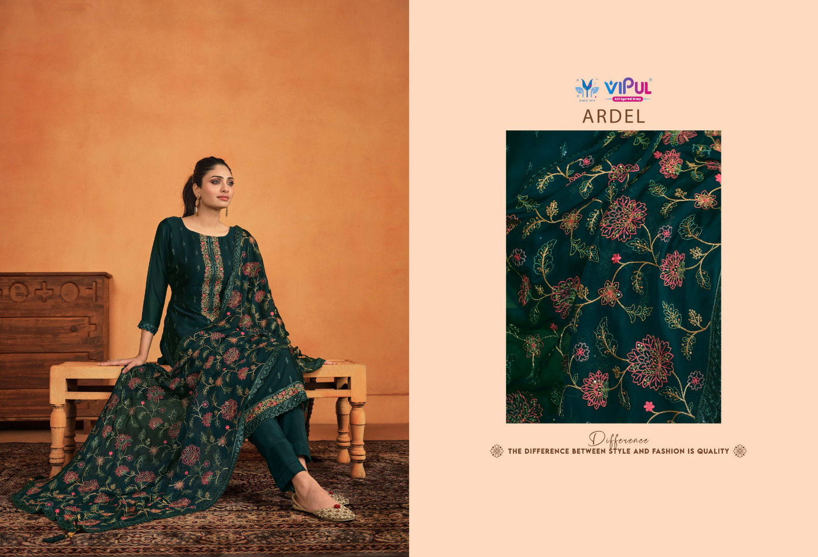 Ardel By Vipul Embroidery Work Designer Salwar Kameez Wholesale Shop In Surat